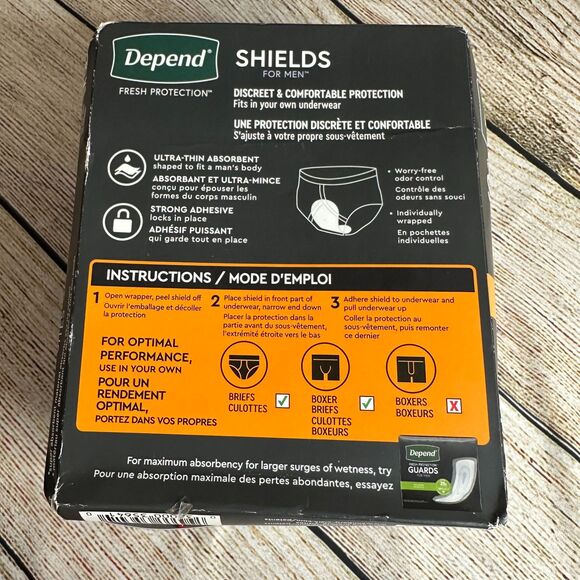 Bundle of 4x 58 (232 total) - Depends Shields for Men - Light -  New - Picture 3 of 3